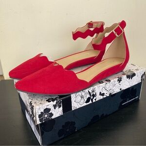 CL by Laundry Women's Studio Super Suede Ruby Red Pointed Toe Flat Womens Sz 10